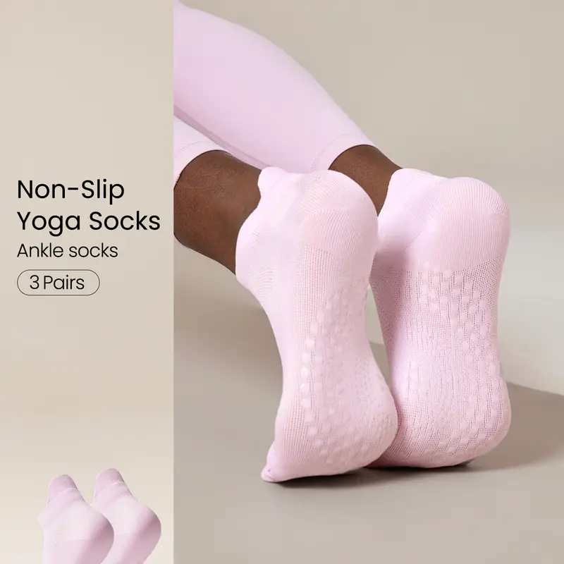 GLOWMODE 3 Pairs Socks Walk A Mile Soft Ventilated Mesh Grip Studio Workout Daily