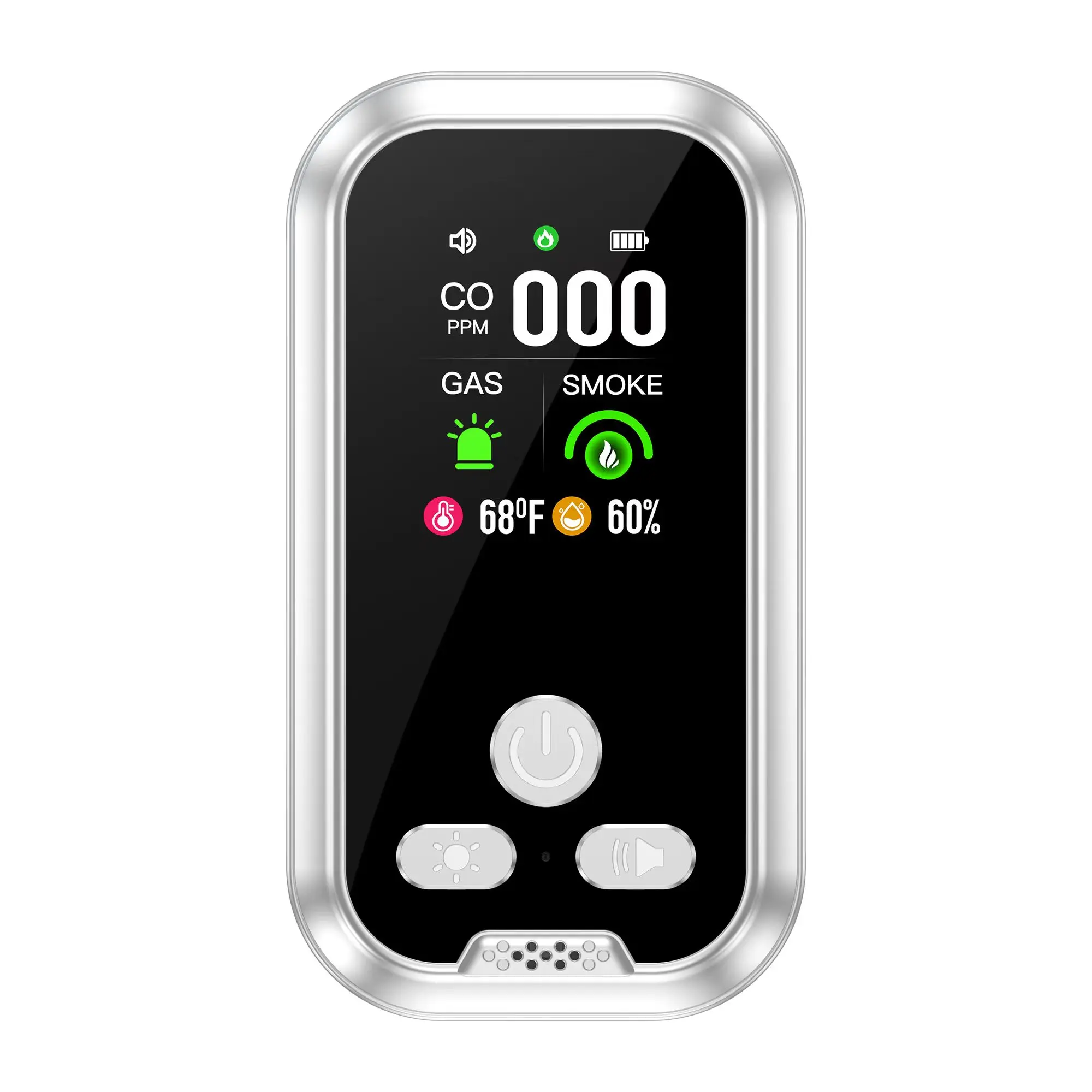 6-in-1 Smart Home Guardian Portable Detector with Natural Gas, Temperature, Humidity Sensors, 2.01" Color Screen, Plug-and-Play for Campers, Kitchens