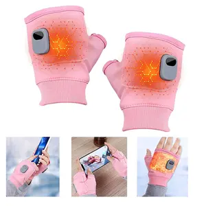 Heated Fingerless Gloves – Pink/Black, Rechargeable Smart Thermostatic, Electric Hand Warmers for Daily Use,Christmas Gift