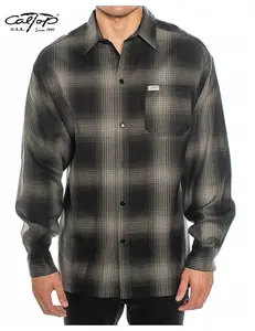 Cal Top Men’s Long Sleeve Plaid Shirt – Charcoal/Black