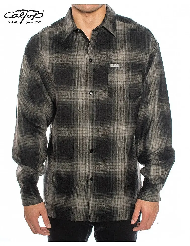 Cal Top Men’s Long Sleeve Plaid Shirt – Charcoal/Black
