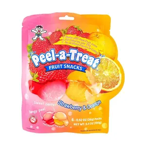 Want Want Peeling Gummy Candy - Strawberry & Orange Flavor, 6 Packs (156g) - Real Fruit Juice Added, Soft Chewy Snack for Kids & Adults