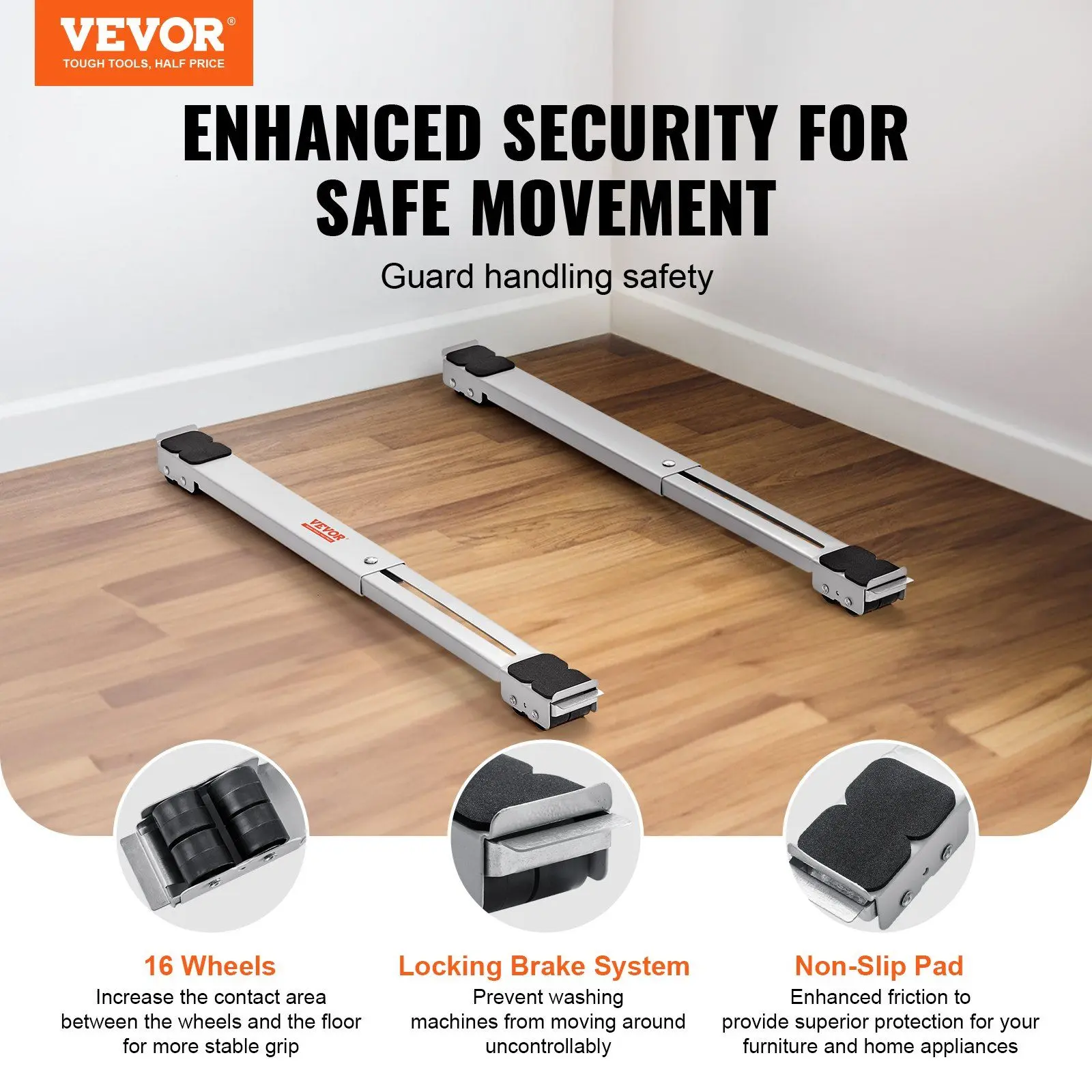 Spring new arrivals Heavy Duty Furniture Appliances Rollers, 660 lbs Total Load, Extendable Appliance Rollers Mobile Washing Machine Base, Fridge Stand Dolly Movers for Refrigerators, Dryers, Dishwashers, White