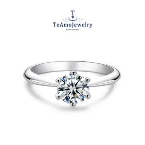 【Buy 1 get 1 Bracelet】【R-050】 1 count round shape Moissanite Ring, simple and classic 1-5ct anniversary Christmas gift for girlfriend