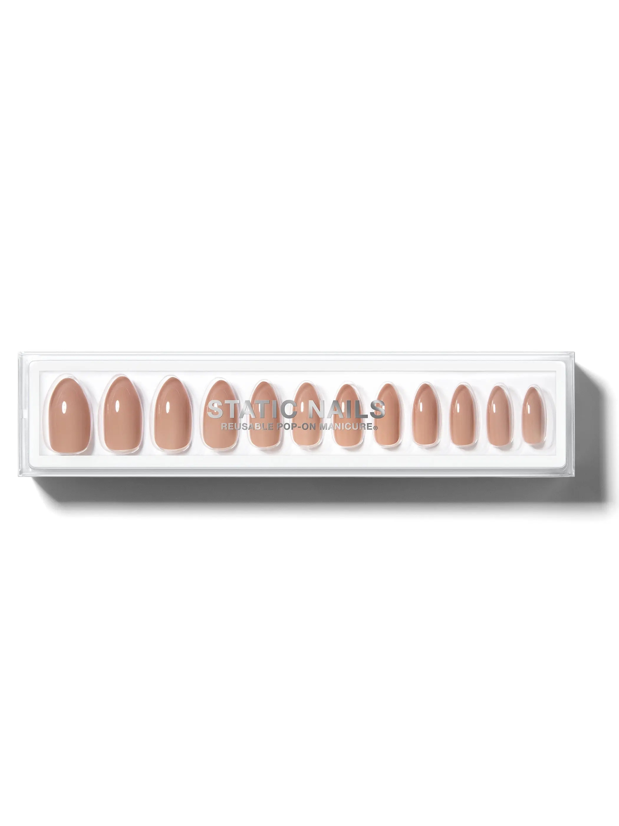 Static Nails Reusable Pop-On Manicures - Toasted Sugar Almond - The Better, Long-Lasting Alternative to Salon Gels, Dips, Acrylics, and Press-On Nails