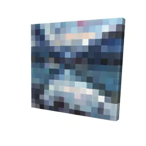 360 Stand 36x36 in. Vibrant Pixelated Mountainous Landscape Nature Artwork - 360 Stand Wall Art with Modern Abstract Design, Home Decoration for Art Lovers, Home Supplies Posters & Prints, Artistic, High Def Print