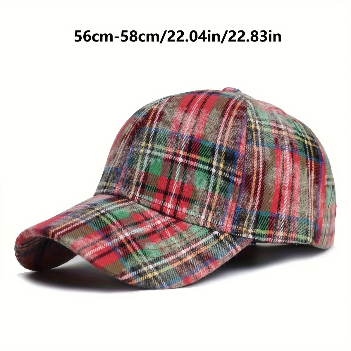 Vintage Red & Green Plaid Baseball Cap - Adjustable, Lightweight, Festive Christmas Design with "Merry Christmas" Text, Perfect for Holiday Celebrations, Casual Headwear |       Festive Cap |       Lightweight Cap