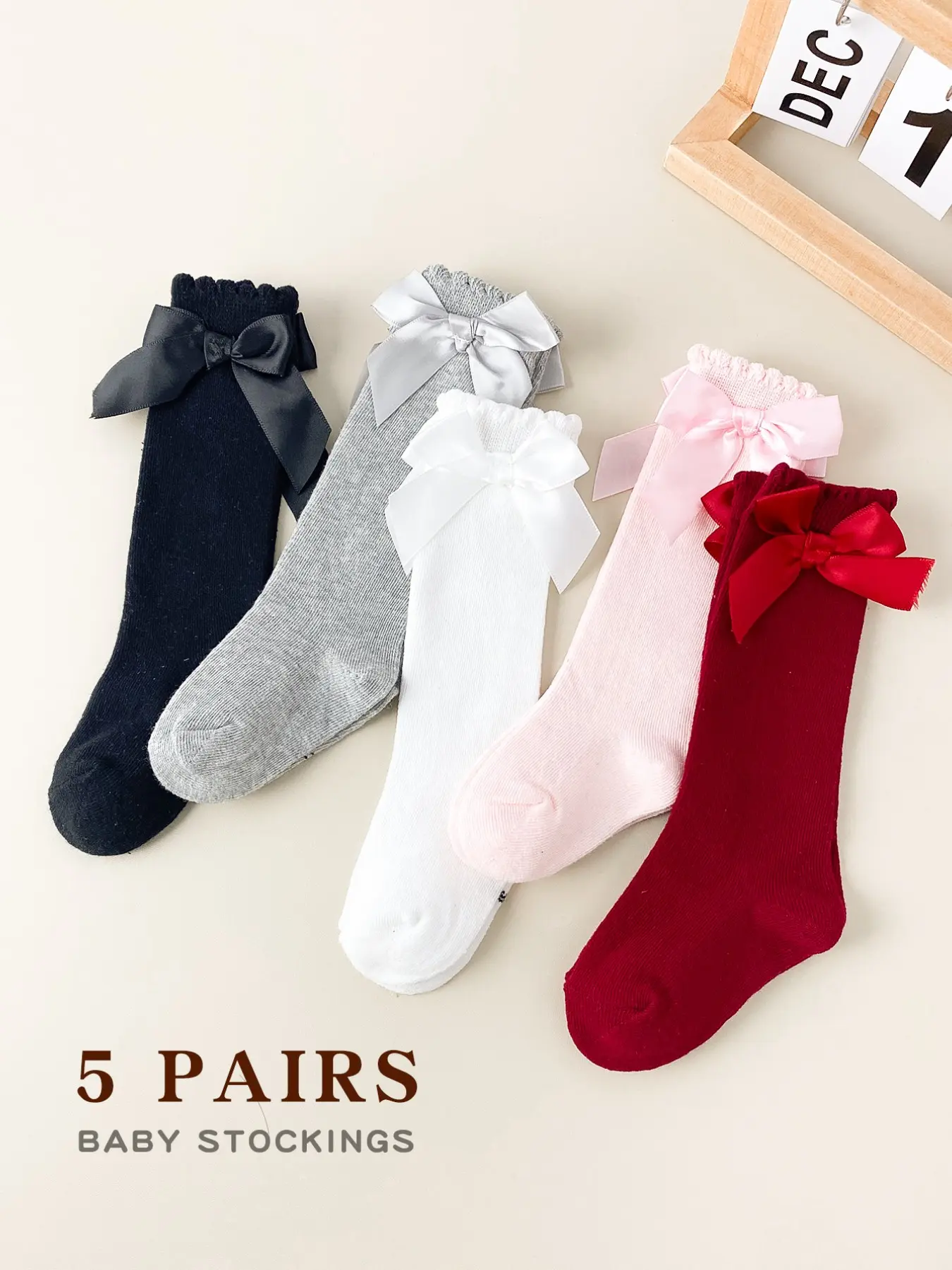 5 Pairs of Adorable Girl's Bowknot Crew Socks Sock Set - Ultra Comfy, Breathable, Soft, and Durable for Kid's Outdoor Play, Casual Daily Wear, and School Uniforms - Perfect for Active Girls