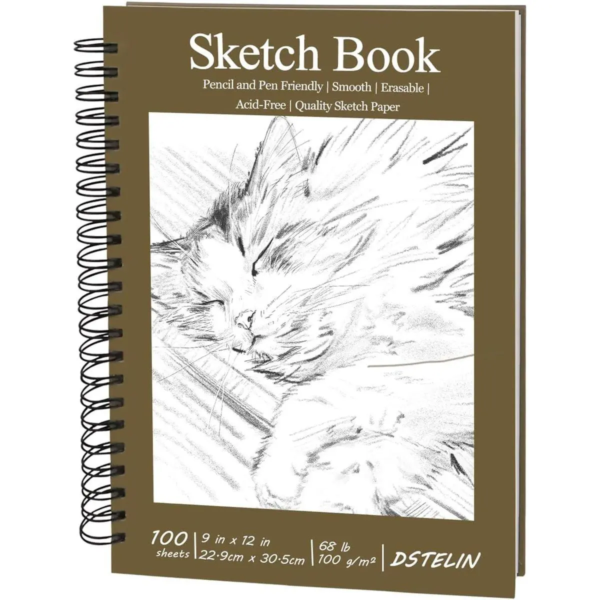 Hardcover Sketchbook, 100 Sheets Spiral Bound Sketch Pad (100 GSM Sketch Paper), 9" x 12" Drawing Paper Pad for Marker, Painting, Drawing and Sketching