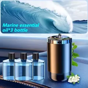 Intelligent car aromatherapy machine - equipped with 3bottles of 1.69-ounce ocean fragrance essential oil, starrysky projection and ambient light, adjustable fragrance concentration, eliminates car odor, long-lasting freshness