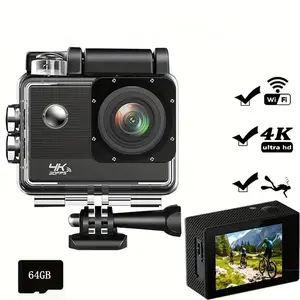 4K 30FPS Action Camera, 1 Count Outdoor Sports Camera with Waterproof Accessories, Action Camera with 64GB Memory Card