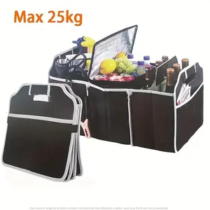 Large-Capacity Foldable Car Trunk Storage Bag with 3 Compartments, Waterproof & Portable, Universal for SUVs, Sedans, Trucks,Storage Box