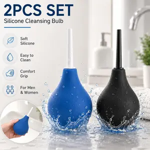 2PCS Silicone Ball Flush Cleaner with Nozzle Douche Cleaner for Women & Man, Bulb Clean, Press-Type Enema,Soft Silicone Material,  smooth, firm and flexible, 360° Deep Cleansing Feminine Care Kit, Personal Care Product for Home & Travel