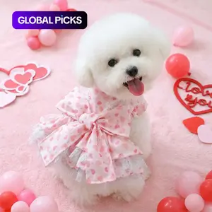 Cute Heart Design Pet Dog Dress, New Arrival Princess Style Clothing for Small Dogs Like Teddy Bichon Pomeranian Poodle, Adorable #GLOBAL PICKS