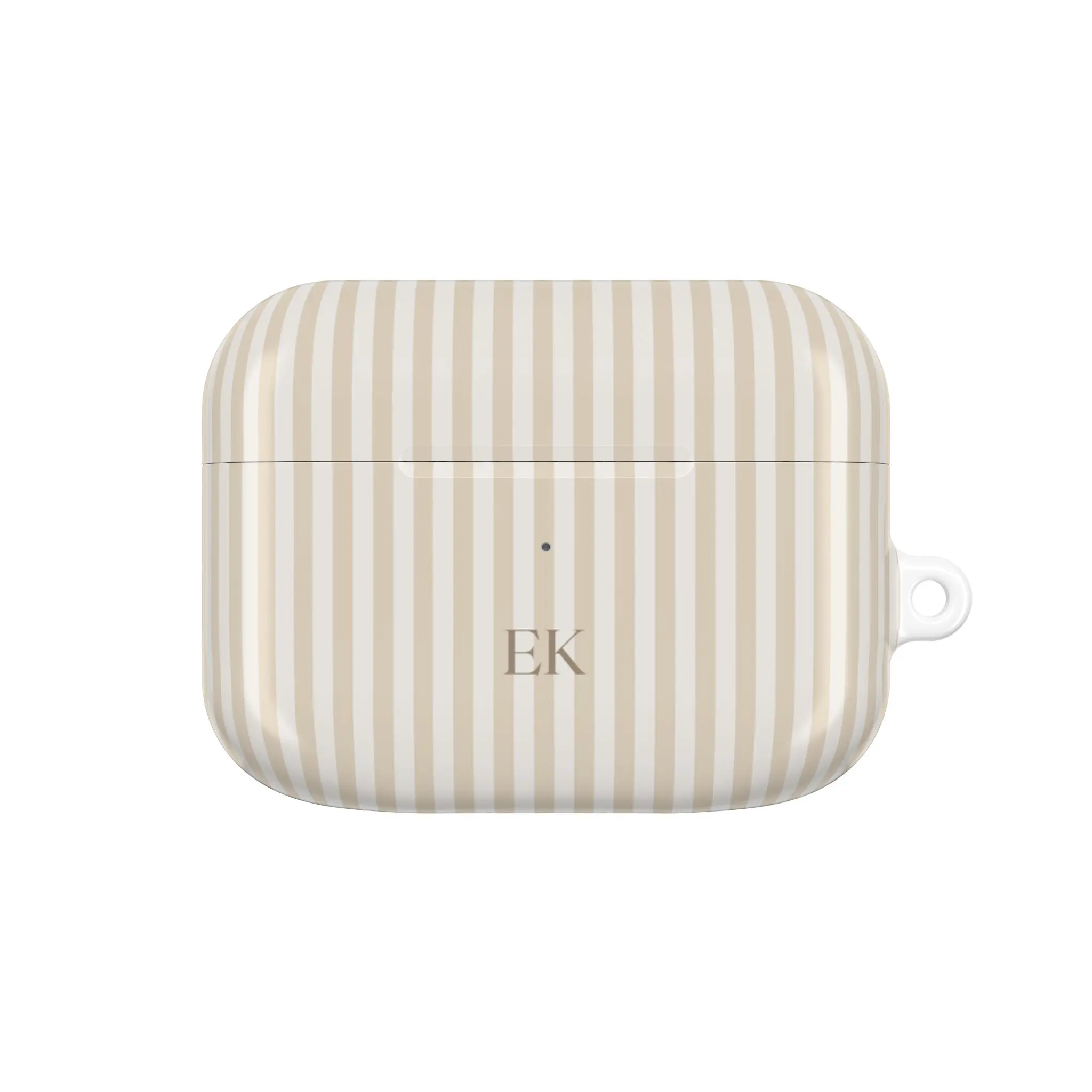 Personalized Beige Phone Case, Custom Monogram Airpods Case, Aesthetic Brown Striped Airpods Case, Summer Coastal Airpods Case, Preppy Airpods Case Beachy