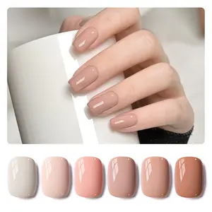 Nude Pink Gel Nail Polish Set, 6 Neutral Colors Beige Skin Tone Soak Off UV Light Cure Gel Polish Kit for Salon and Nail Art DIY at Home