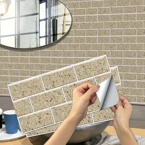 6/12/24/48 PCS FG Retro Tile Stickers Light Brown Speckled Granite Pattern PVC Crystal Film Self-Adhesive Waterproof Oil-Proof Splashback for Kitchen Bathroom Floor Tile Wood Home Decoration