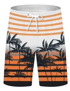 Men's Swim Trunks Quick Dry Summer Beach Shorts Swimwear Elastic Waist Drawstring Lightweight Casual Shorts Tropical Vacation Clothes 2024 Trendy Hawaiian Swim Suits with Pockets