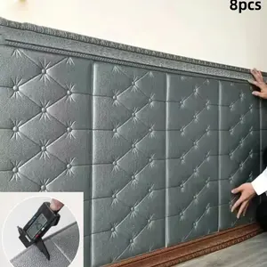 8 Piece Sewn Wall Stickers Self-Adhesive Foam Board, Light Color Easy Installation for Bedroom Living Room Decor Decorative Wallpaper