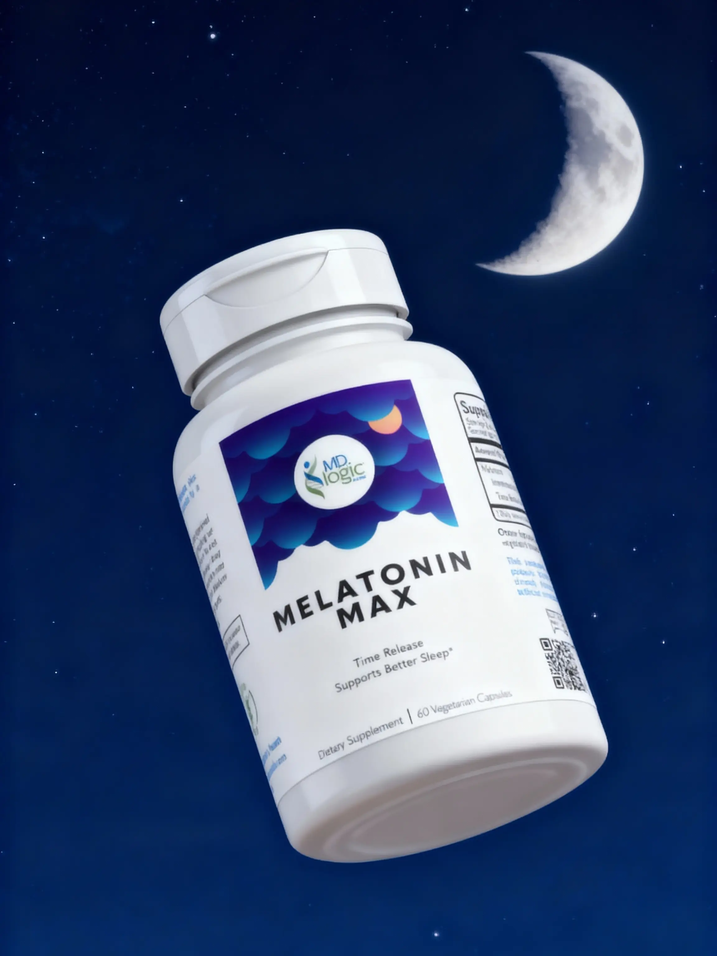MD Logic Health Melatonin Max Time Release Dietary Supplement for Better Sleep, 60 Capsules