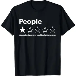 1 Star People Rating Funny Sarcastic Cotton Short Sleeve T-Shirts, Round Neck Casual Tops Tees for Men & Women, Quote, Graphic,summervibes