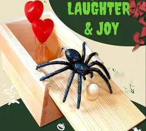 "Epic Wooden Spider Gag Box - Jump Scare Prank for Parties, Family, Office & Dorms!"