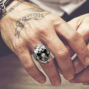 FaithHeart Men's Joker Ring Gothic Clown Skull Ring