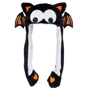 Plush Novelty Animal Hat with Ears Moving Jumping Pop Up Beating Plush Dress Up, One Size Fits All Adults & Children
