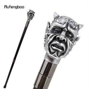 Silver Resin Skull Monster Head Cane Fashion Decorative Steel Stick Gentleman Elegant Cosplay Cane Knob Crosier 94cm