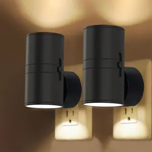 2 Pack, LED Night Light Plug in, Modern Night Lights Plug into Wall, Dusk to Dawn Sensor, Soft White 3000K, 0-100LM Adjustable Brightness, Dimmable Night Lights for Hallway Bedroom Stairway