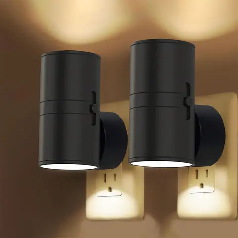 2 Pack, LED Night Light Plug in, Modern Night Lights Plug into Wall, Dusk to Dawn Sensor, Soft White 3000K, 0-100LM Adjustable Brightness, Dimmable Night Lights for Hallway Bedroom Stairway