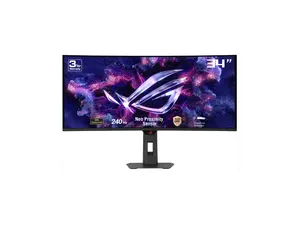 ASUS ROG Strix 34 inch Ultrawide QHD 2K 1440P 240Hz AMD FreeSync Premium Pro & G-SYNC Compatible HDR400 Built-in Speaker, Android 14 Google TV, MultiScreen OLED Gaming Computer Monitor with Height Adjustable, Swivel & Tilt Stand XG34WCDMTG