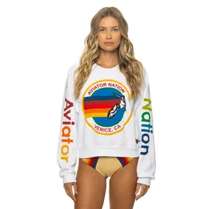 AVIATOR NATION RELAXED CREW SWEATSHIRT - WHITE