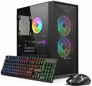 STGAubron Gaming PC Computer Desktop, Intel Core i5 up to 3.6G, Radeon RX 550, 16G RAM, 512G SSD, WiFi 6, BT 5.0, RGB Fan x2, Windows 11 Home