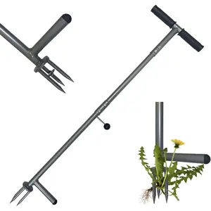 39"/42" Stand Up Weeder Hand Tool - Weed Tool - Long Handle 3 Claws Manual Tool for Elderly & Gardeners - Stainless Root Extractor Bending