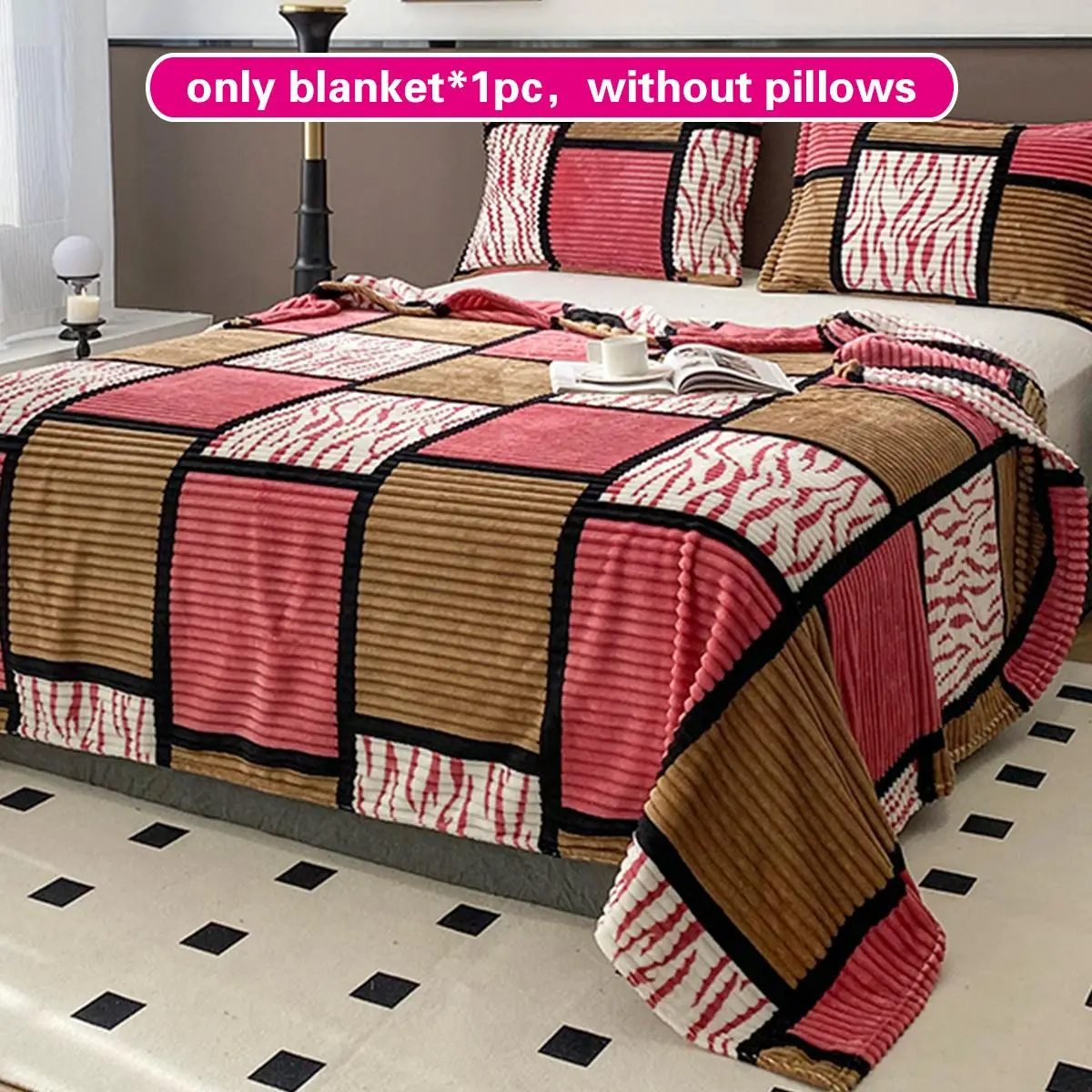 Color Block Plaid Pattern Soft Blanket, 1 Count Rectangle Warm Keeping Air-conditioning Quilt For Home Couch & Bed & Sofa