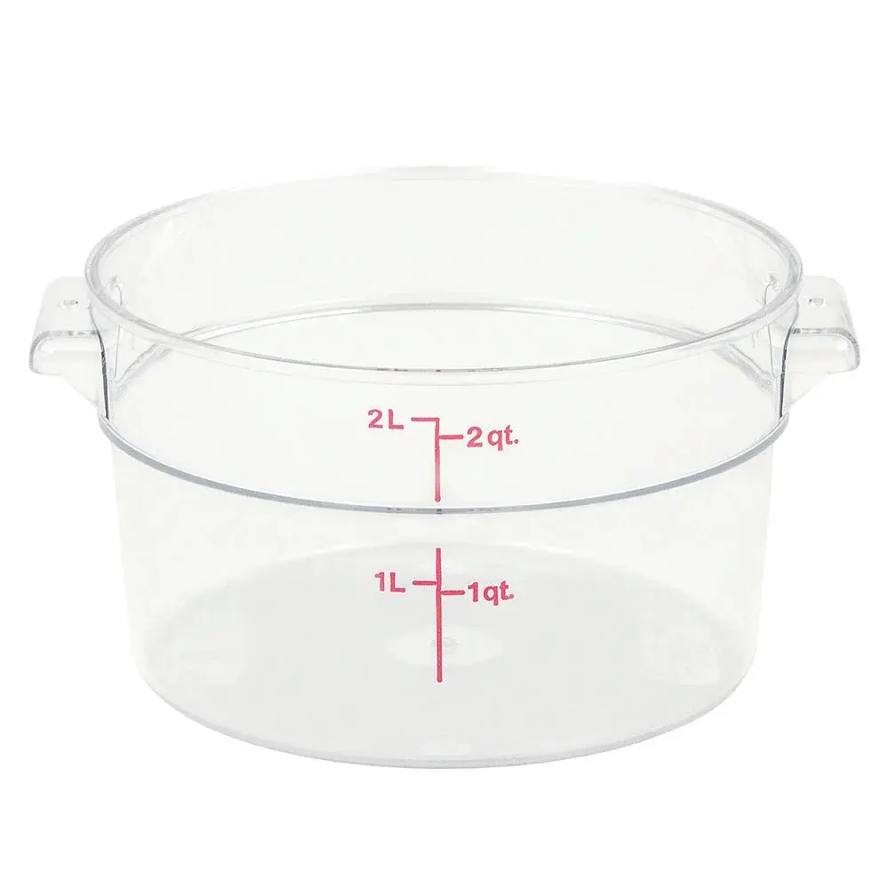 Cambro 2 Qt Transparent Reusable Plastic Kitchen Round Food Storage Container