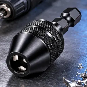 Upgraded Electric Tool Conversion Kit Industrial Anti-Slip Precision Adapter High Accuracy Universal Drill Holder Keyless Chuck Fits 0.3-3.4mm & 1/4 Inch Hex Shank