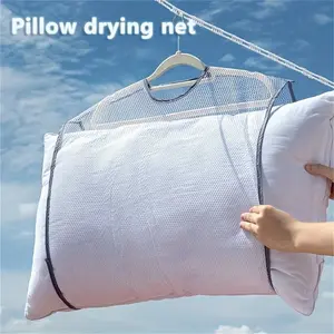 4Pcs Folding Breathable Pillow Drying Nets Balcony Hanger Net Cushion Dry Bag Mesh Storage Holder