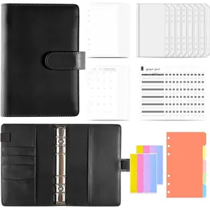 Budget Binder Set, Money Saving Binder with Spending Budget Sheet and Cash Envelopes, A6 Finance Organizer, Black