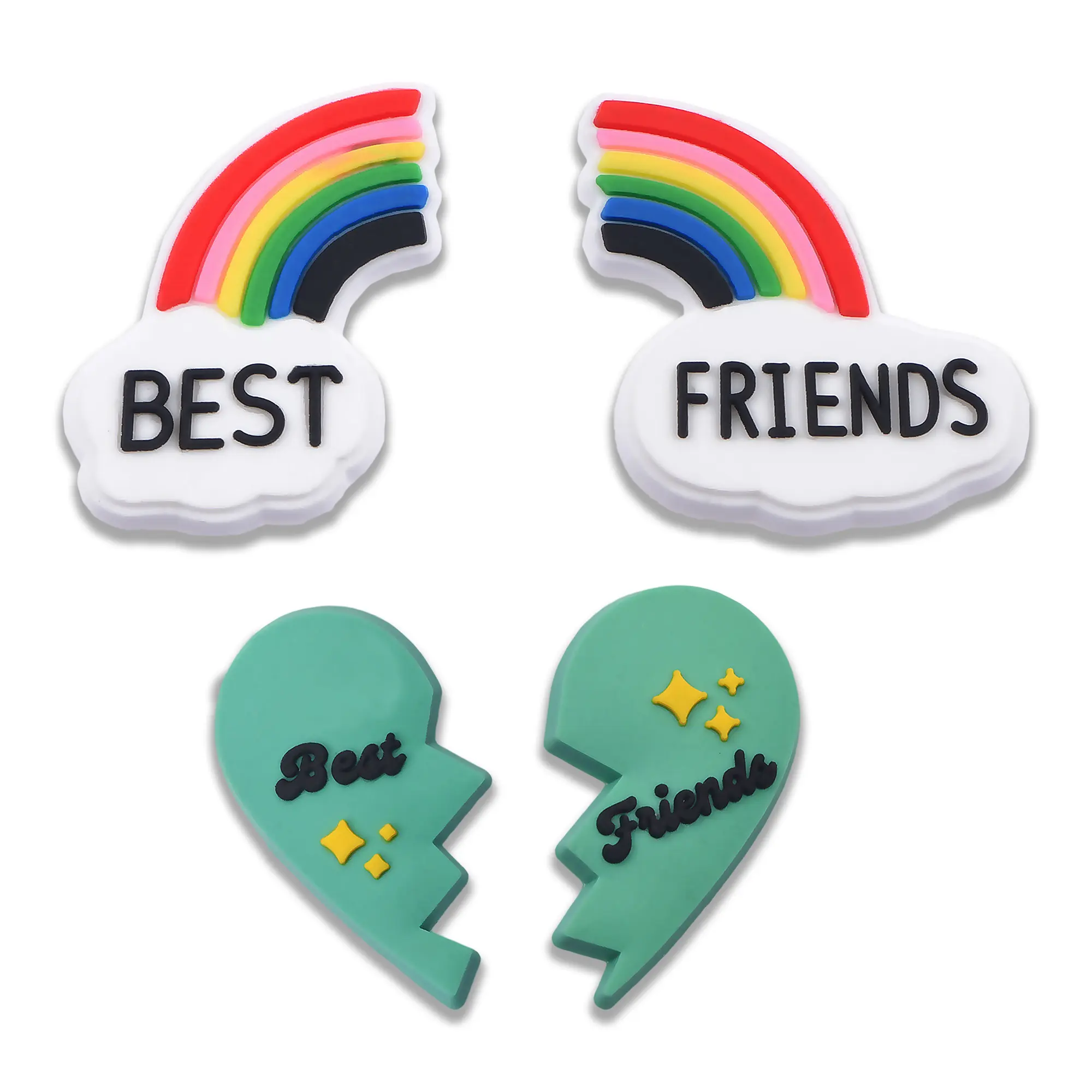 Best Friends Croc Charms 4PCS PVC Clog Pins Accessories Party Favors Birthday Gifts Holidays Decoration for Boys Women Girls