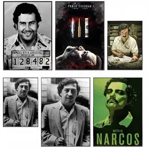 Narcos TV Series Pablo Escobar Poster HD Waterproof Self-Adhesive Art Character Art Vibrant Wall Print for Living Room Bedroom Bar Parlor Home Decor Gift Fade-Resistant Easy-Apply Durable Dly Artwork
