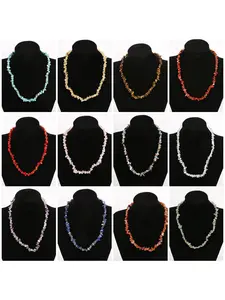 Natural crystal gravel necklace, hand-beaded collarbone chain jewelry