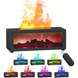 Essential Oil Diffuser Flame Colorful Water Vapor Fireplace Diffusers Fire Humidifier for Aromatherapy Aroma Therapy Machine Room Bedroom,Timer and Auto Off Protection