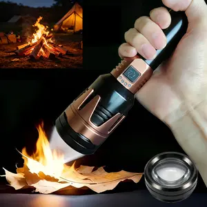 High-Power Tactical Flashlight with Fresnel Lens Ignition & Window Breaker, Mechanical Telescopic Zoom, Durable Aluminum Alloy, 5000mAh 26650 Battery, 5 Modes, Type-C Fast Charging, Essential for Survival, Camping, Car Safety, & Men's Gift.
