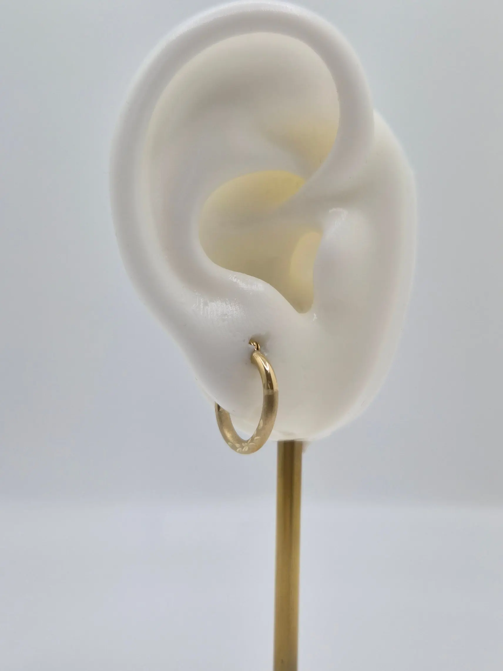 14K Gold Petite Budded Hoop Earrings (036)
