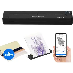 Tattoo Stencil Printer with 30pcs Transfer Paper 2000mAh Portable Thermal Machine Low Noise Compatible with Android & iOS