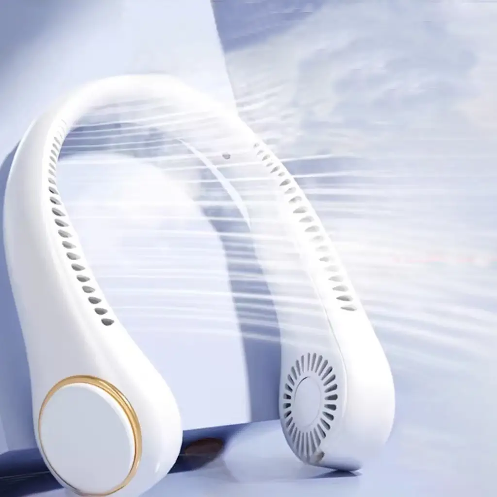 Neck Fan, Portable Personal Neck Cooling Rechargeable Bladeless Fan - Hands Free 3 Speed 4000 mAh Battery USB Operated Wearable Headphone Design - for
