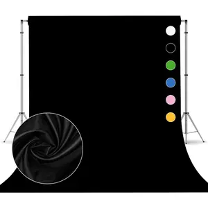 Black Photo Backdrop for Photoshoot, Black Photography Backdrop for Portraits, Fabric Background for Product Photography and Video Creation 8FTx10FT