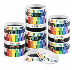 10-Pack Rainbow Silicone Wristbands, Colorful Stretch Bracelets with Merry Christmas Pattern for Everyday Wear, Festivals, Christmas Party Decorations, Yes
